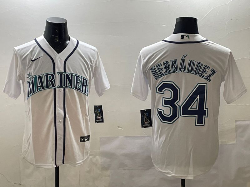 Men Seattle Mariners #34 Hernandez White Game 2025 Nike MLB Jersey style 3->ncaa teams->NCAA Jersey